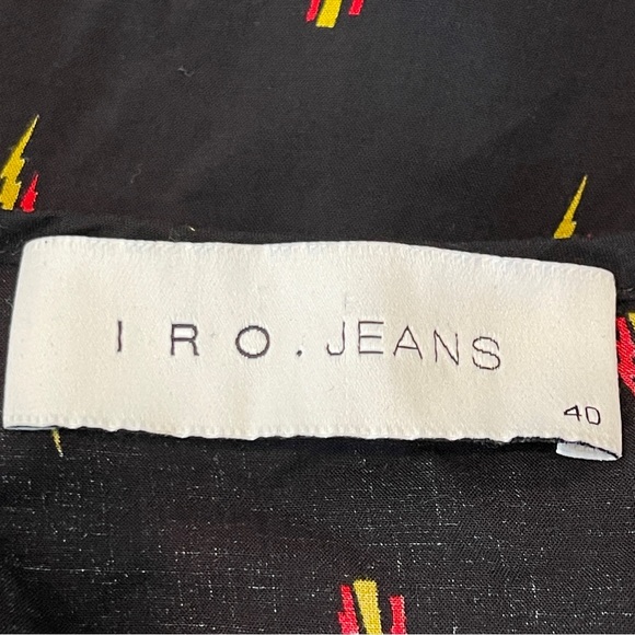 IRO Jeans Women's Black Long Sleeve DISJA Blouse Lightning Bolt Print Size 40 M - Picture 7 of 9